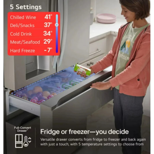 29 cu. ft. Smart InstaView® Standard-Depth MAX™ 4-Door French Door Refrigerator with Full-Convert Drawer™