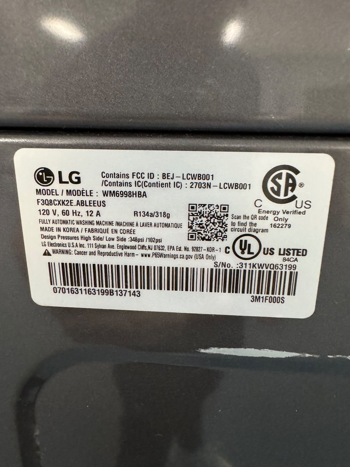 LG — Front-Load All in One 120v Ventless