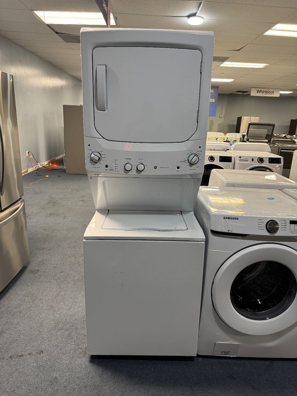 GE — Stackable Washer & Dryer Set, 4.5 cu ft — White