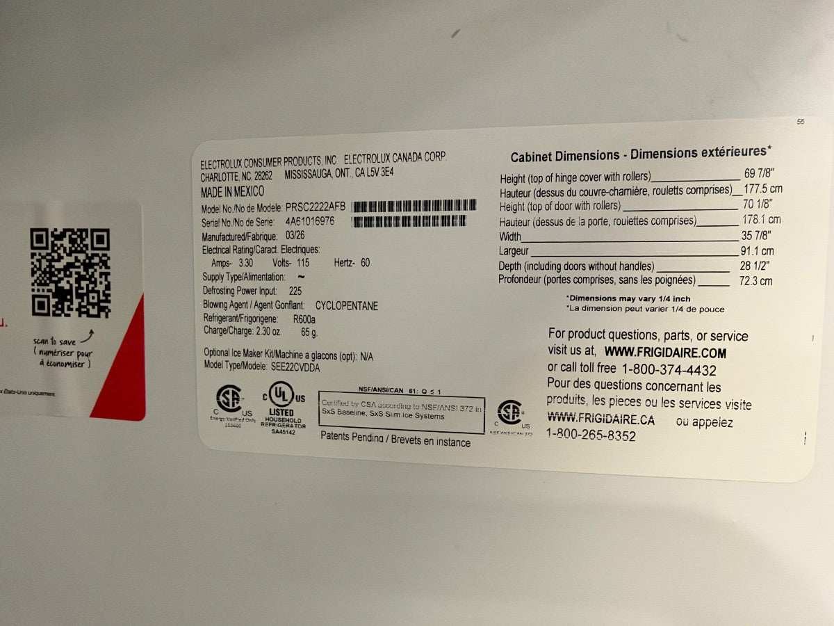 Frigidaire Professional — Refrigerator Side-by-Side