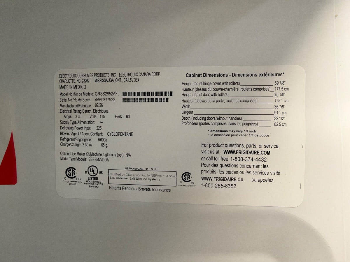 Frigidaire Gallery — Refrigerator Side-by-Side