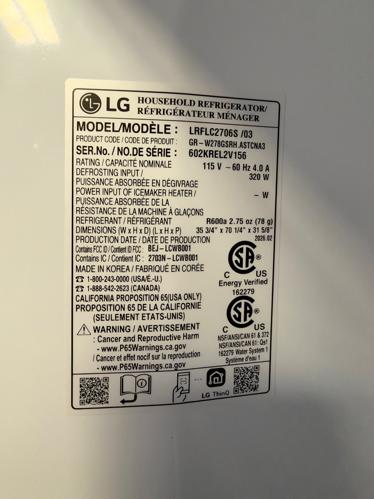 LG Refrigerador Internal Water Dispenser fingerprint-resistant
