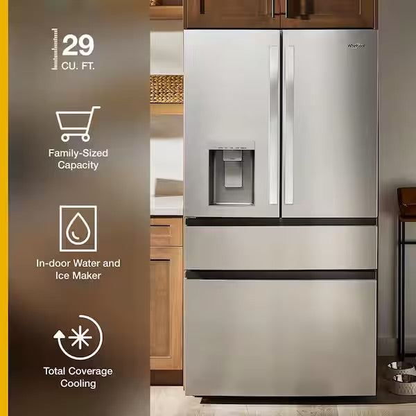 Whirlpool - 4 Door Refrigerator Fingerprint-Resistant