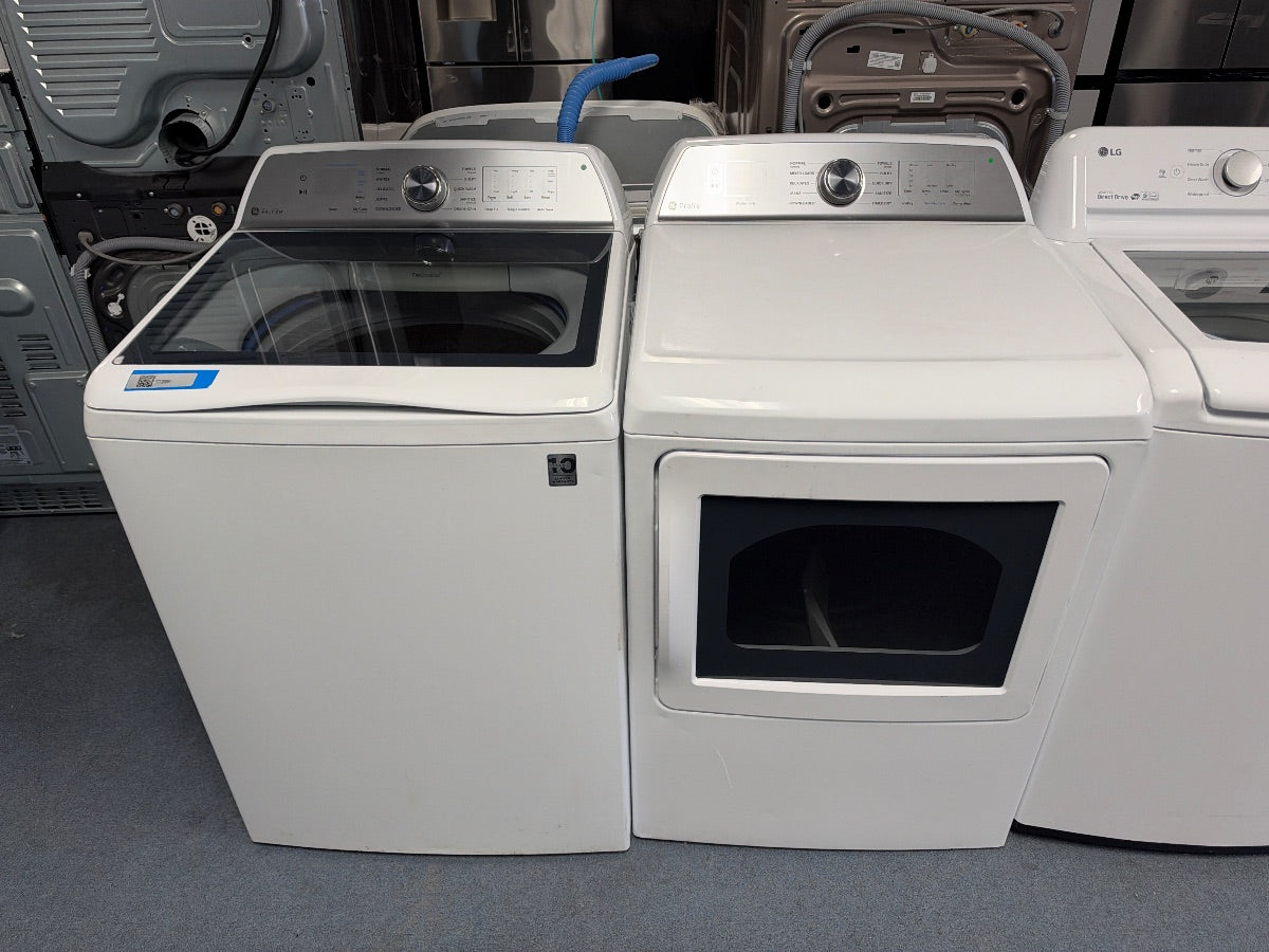 GE — Top-Load Washer & Dryer Set, 5.3 cu ft — White