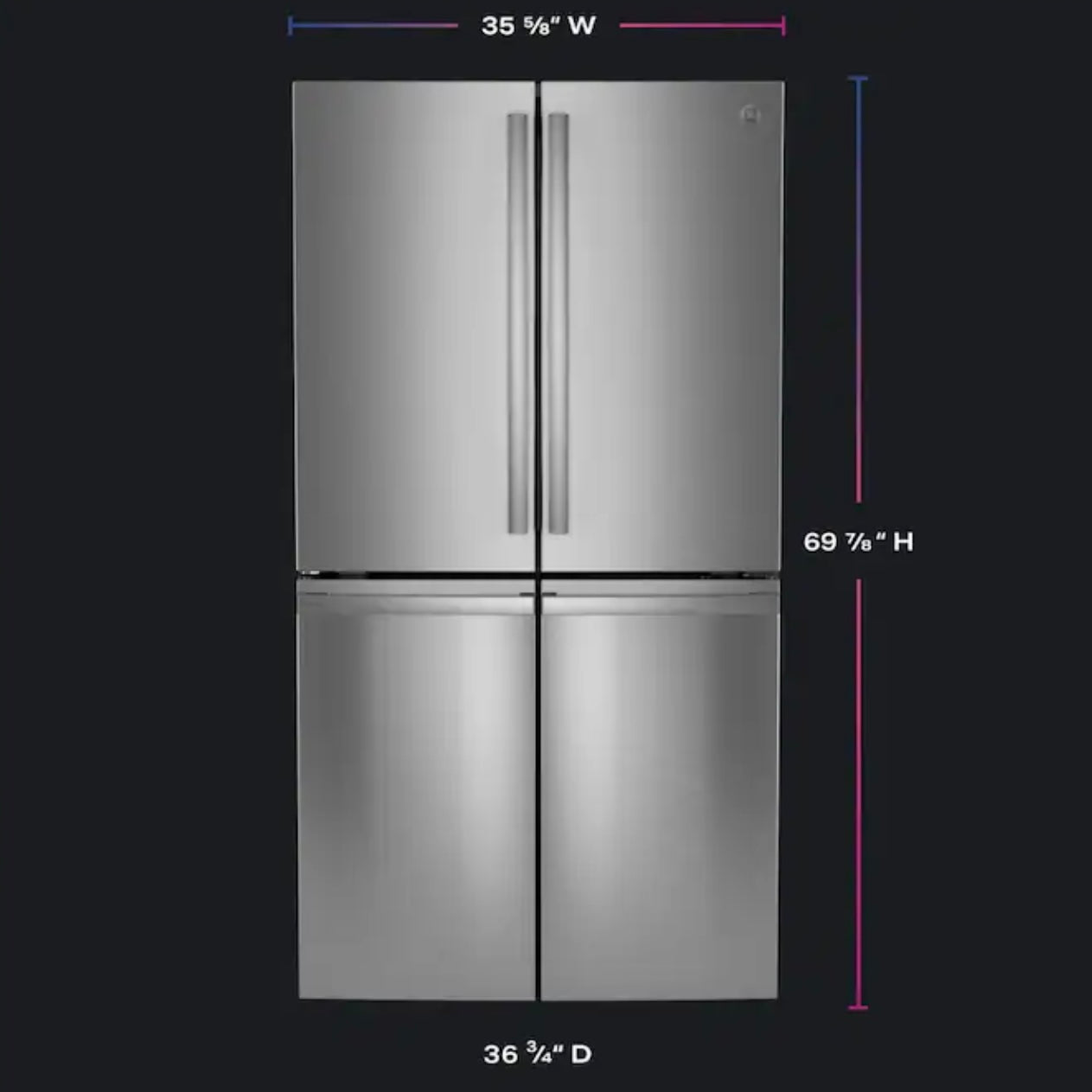 GE 4-Door Refrigerator – Stainless Steel