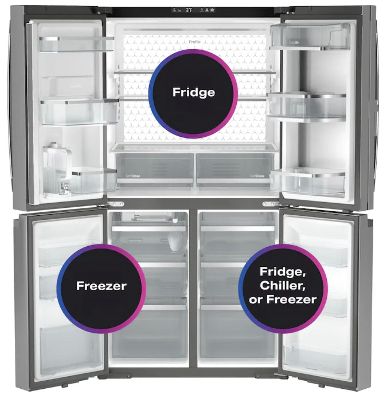 GE 4-Door Refrigerator – Stainless Steel